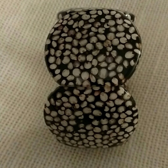 Chunky Bangle Resin Bracelet Stretch Band In Brown & Cream Pebble Pattern OS - Picture 2 of 2